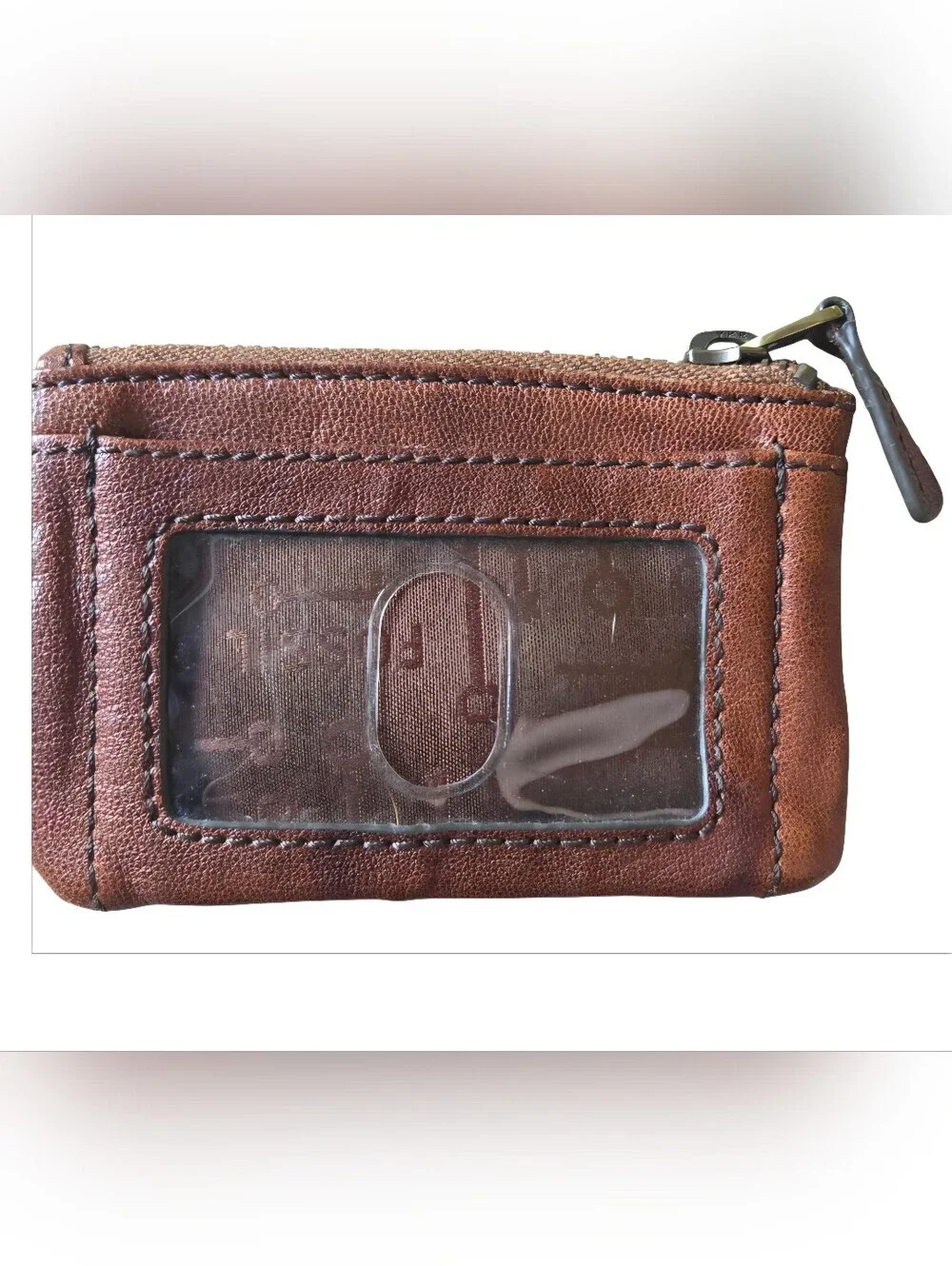 Fossil Brown Leather Emory Zip Coin Purse